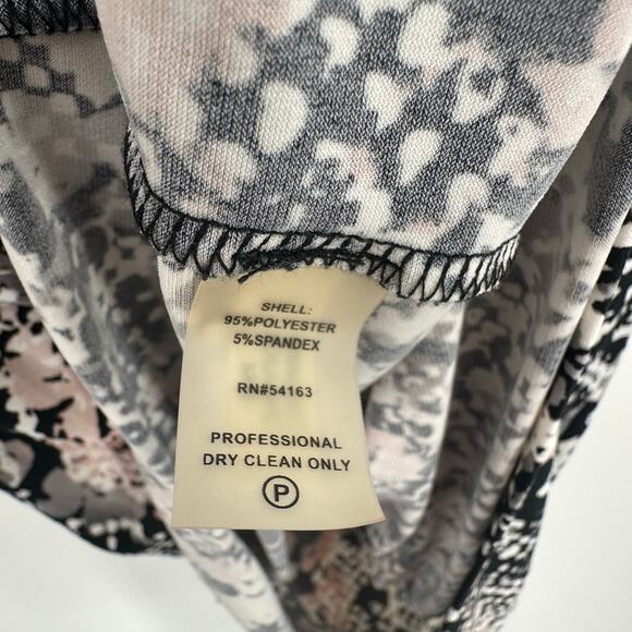 Calvin Klein Size 6 Dress Black & White Abstract Long Sleeve Fit‎ & Flare Midi - Picture 5 of 5